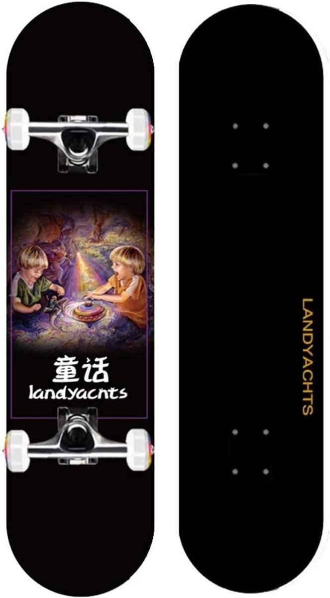 Skateboard - Longboard - Straat cruisen - Dubbele kicktail - 31 x 8 inch - Zwart Skateonderdeel kopen online