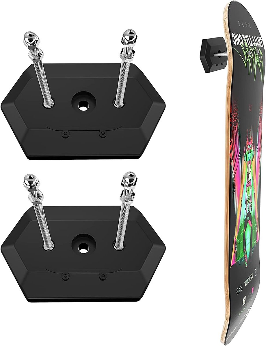 Skateboard Muurbeugel - Deck Display - Showcase Skateboard - Zwevend Effect - Verpakking van 2 - Zwart Skateonderdeel kopen online