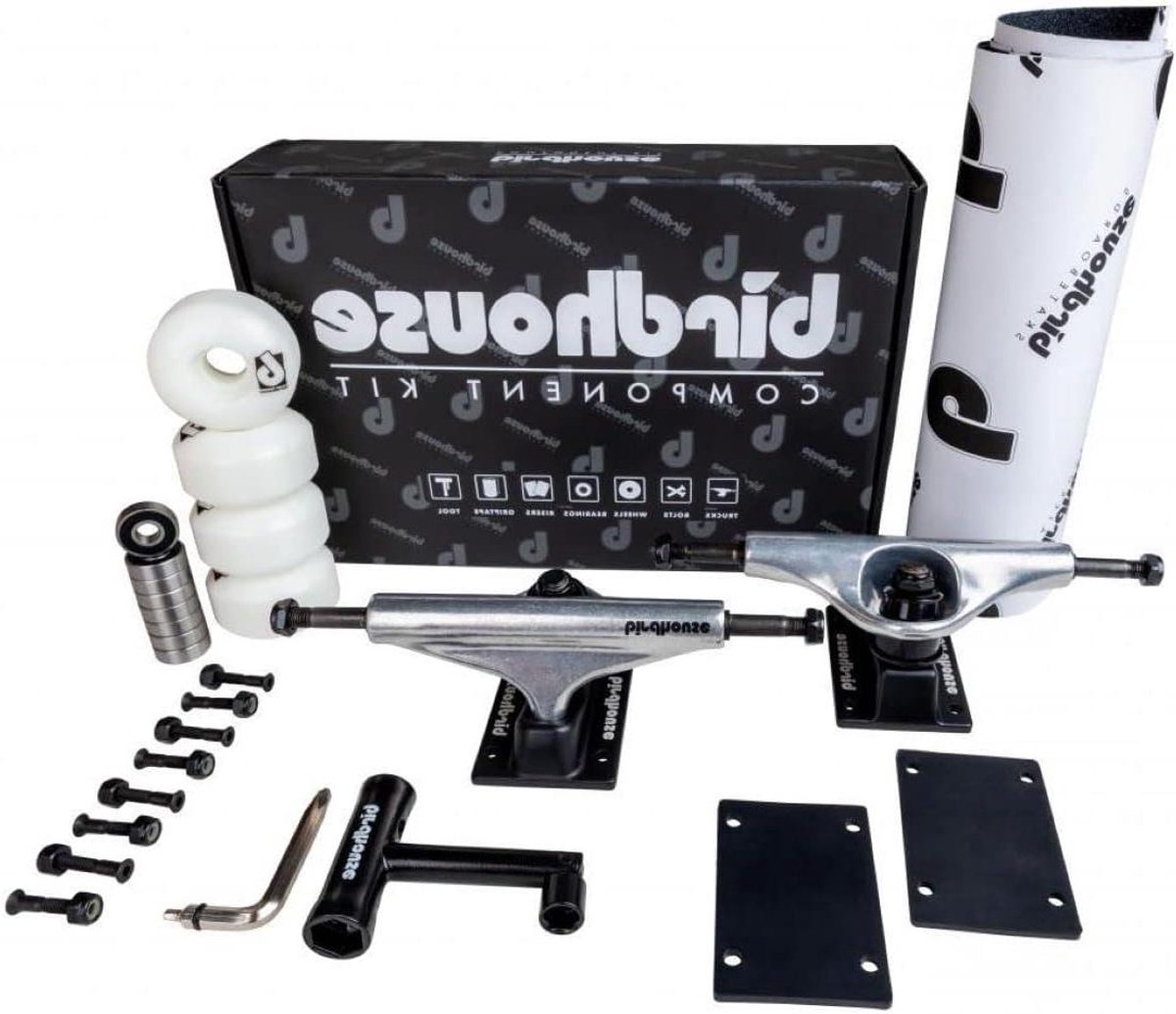 Skateboard Onderdelen Set - Trucks en Wielen - Skateboarden - Compleet met Tool - 5.25 inch - Zwart Skateonderdeel kopen online