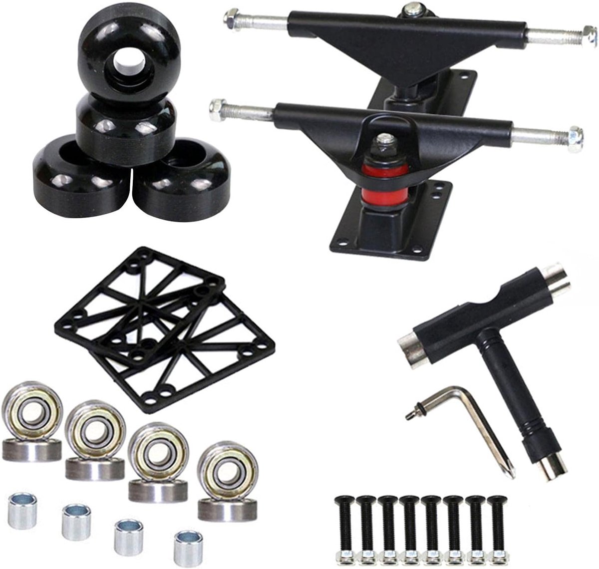 Skateboard Onderdelen Set - Trucks Wielen Kit - Skateboarden Onderhoud - Complete Set Inclusief Gereedschap - Voor 7.5-8 Inch Dekken Skateonderdeel kopen online