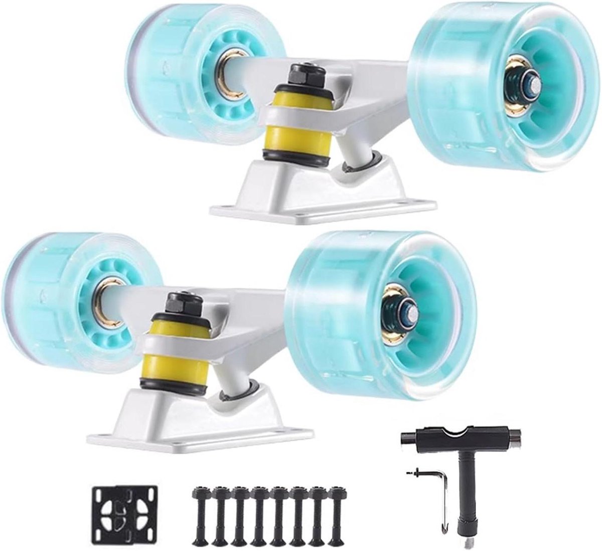 Skateboard Onderdelen Set - Wielen en Trucks - Straat Cruisen - Verbrede Wielen - 60mm Wielen - Groen Skateonderdeel kopen online