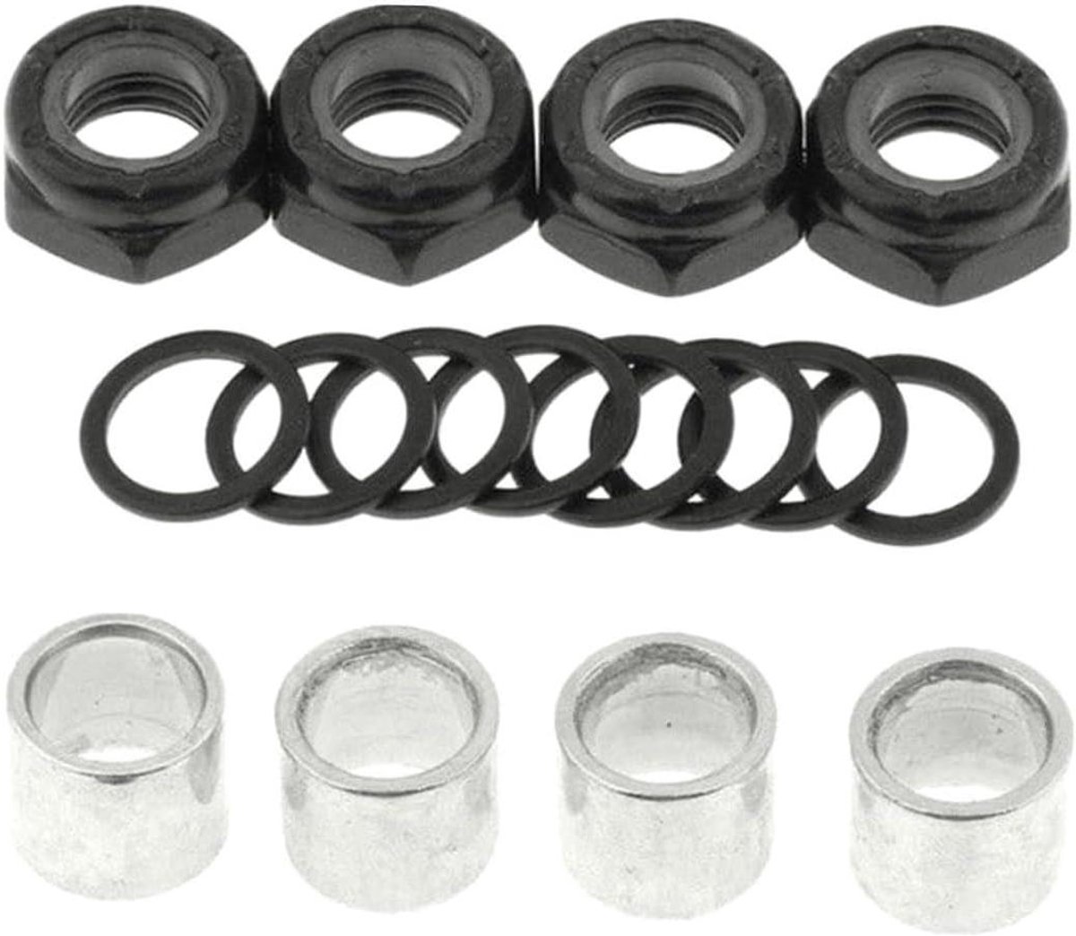 Skateboard Onderdelen - Truck Kit - Onderdelen Vervangen - Verhoogt Snelheid - 8 Delig - Zwart Skateonderdeel kopen online