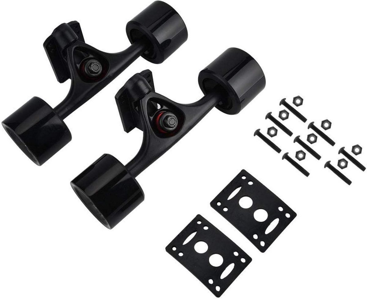 Skateboard Onderdelen - Trucks Set - Skateboard Reparatie - Compleet Monteren - 70mm Wielen - Zwart Skateonderdeel kopen online