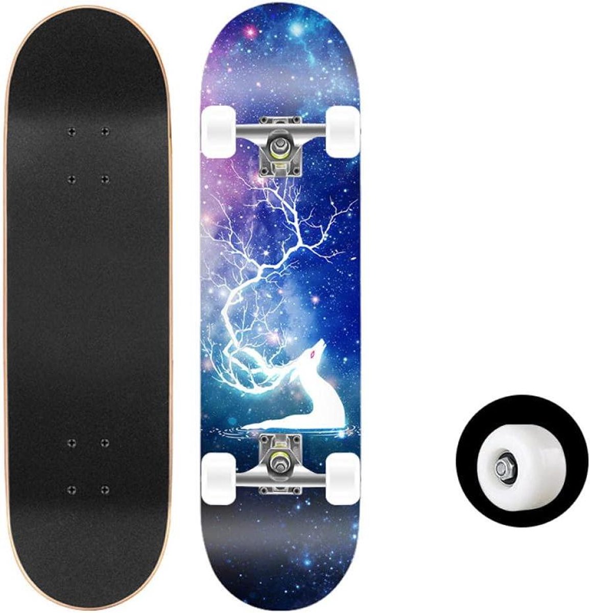 Skateboard - Trick board - Outdoor entertainment - Dubbel kick deck - 80x20 cm - Blauw paars Skateonderdeel kopen online