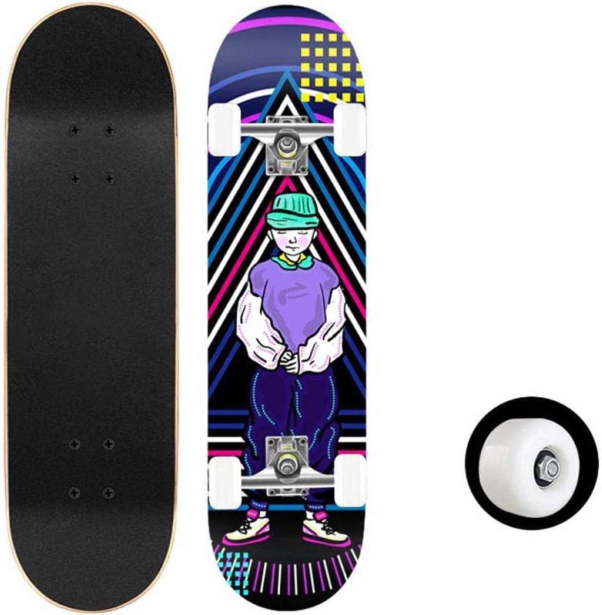 Skateboard - Trick board - Outdoor entertainment - Dubbele kick deck - 80x20 cm - Paars Skateonderdeel kopen online