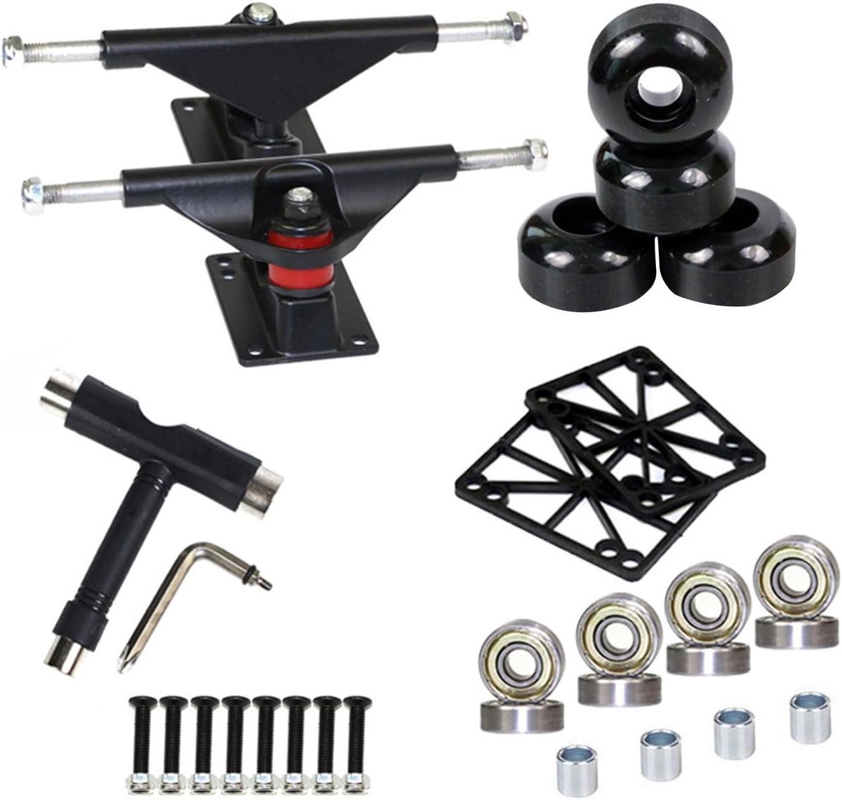 skateboard trucks set onderdelen kit straat skaten compleet montageset 7 5 8 0 inch deck zwart