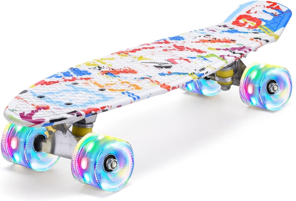 Skateboard voor kinderen - Cruiser board - Buiten spelen - Lichtgevende wielen - 22 inch - Multicolor Skateonderdeel kopen online