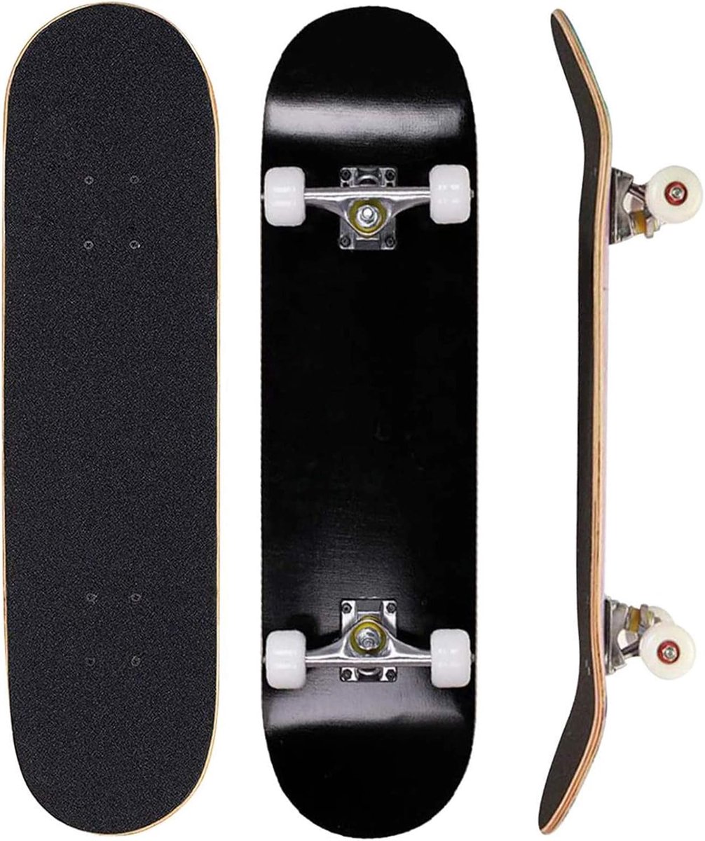 Skateboard voor trucs - Beginners board - Stunts oefenen - 7 lagen esdoornhout - 78 cm - Zwart Skateonderdeel kopen online