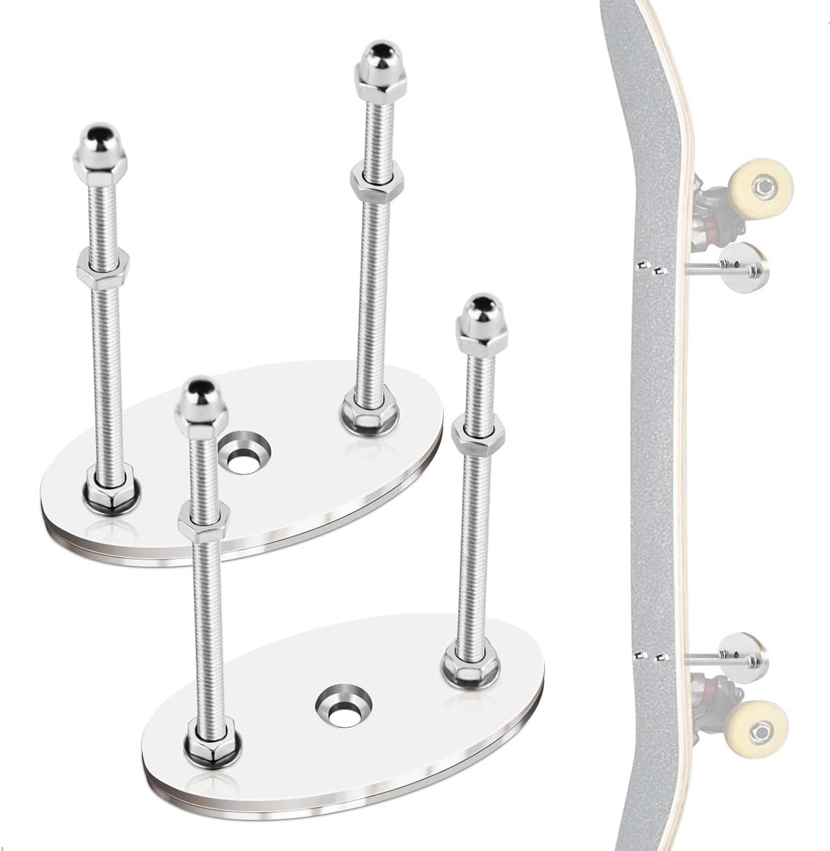 Skateboard Wandhouder - Deck Hanger - Opbergen - Robuust Metaal - 2x1x1 cm - Zilver Skateonderdeel kopen online