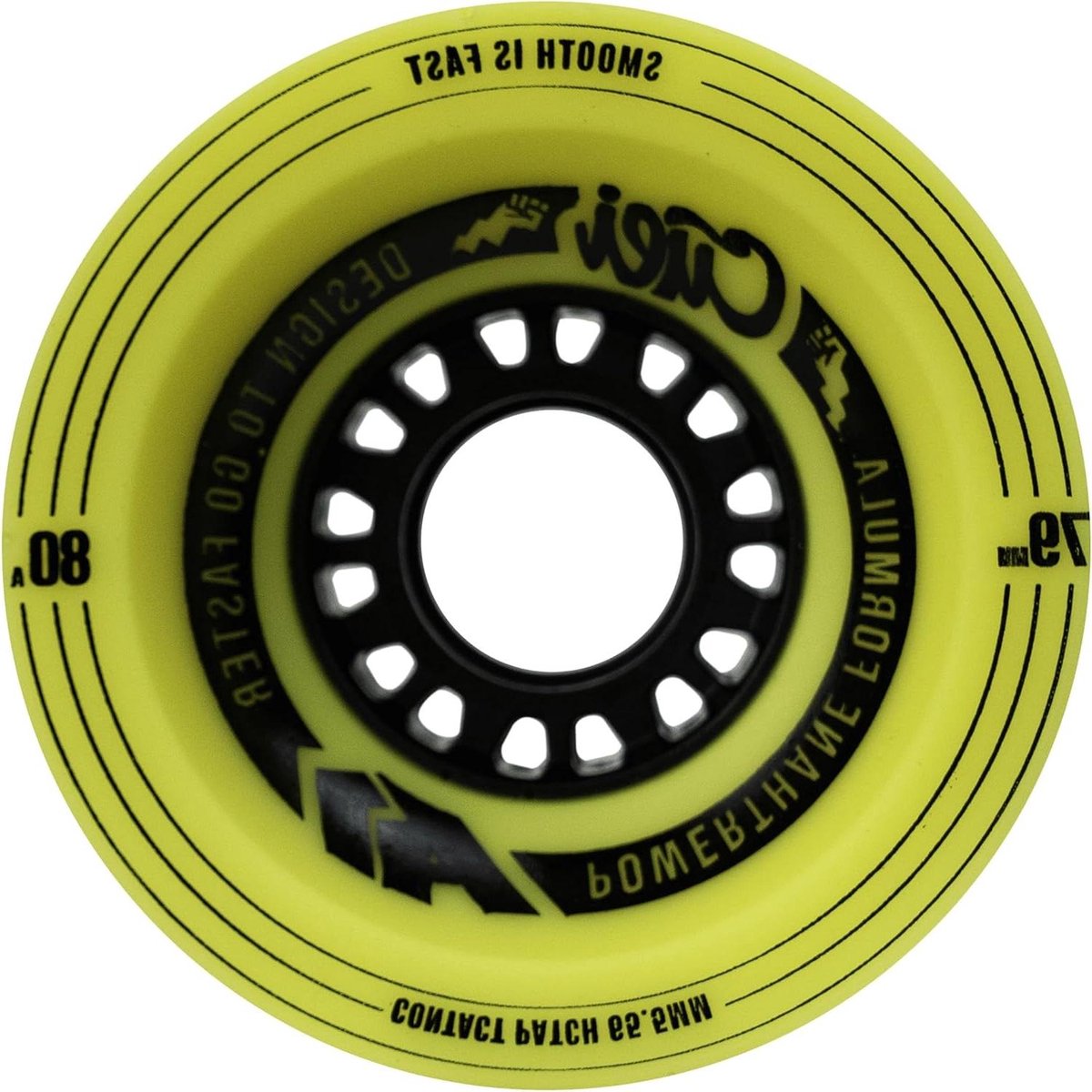 skateboard wielen afdalingswielen downhill skaten hoge veerkracht 79 mm 80a geel zwart