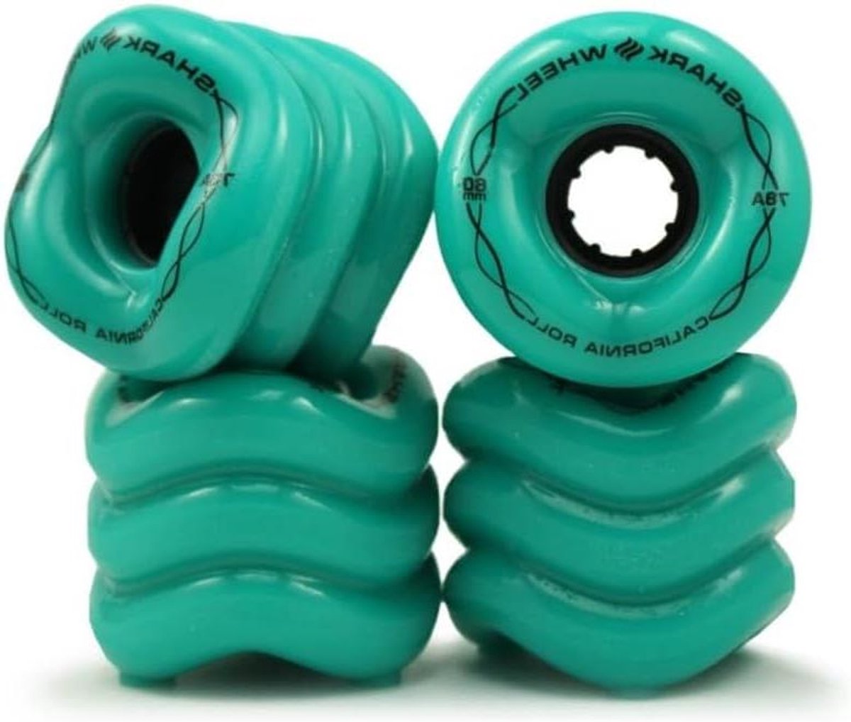 Skateboard Wielen - California Roll - Stedelijk Cruisen - Uniek Golfontwerp - 60mm 78A - Turquoise Skateonderdeel kopen online