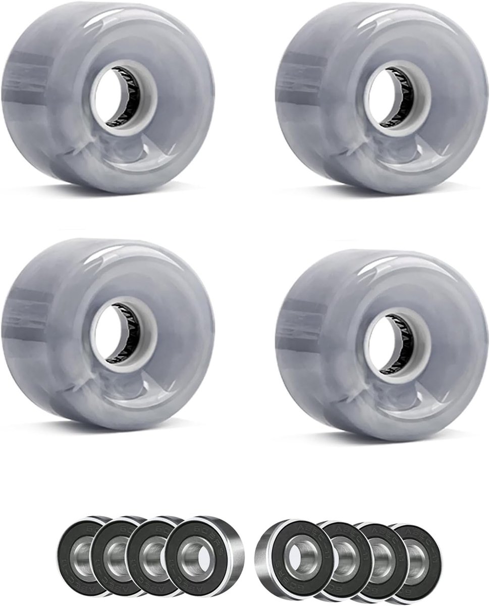 Skateboard Wielen - Longboard Cruiser - Soepel Rijden - Met LED Licht - 65mm 78A - Transparant Skateonderdeel kopen online