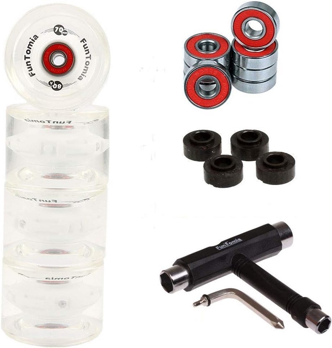 skateboard wielen longboard wielen freeriden dansen sliden ingebouwde led dynamo 70x51mm 80a wit