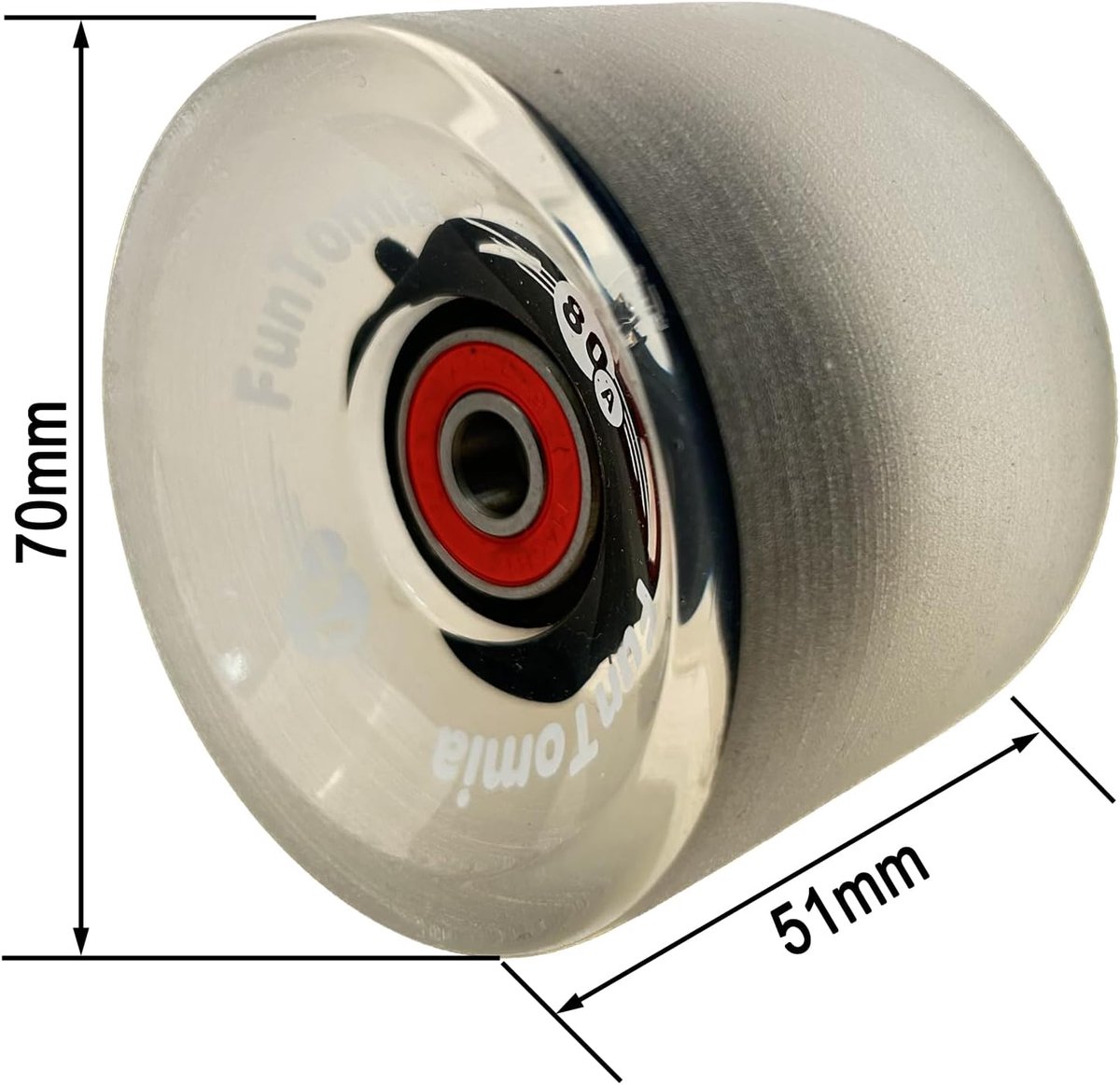 Skateboard wielen - Longboard wielen - Freeriden dansen sliden - Ingebouwde LED dynamo - 70x51mm 80A - Zwart Skateonderdeel kopen online
