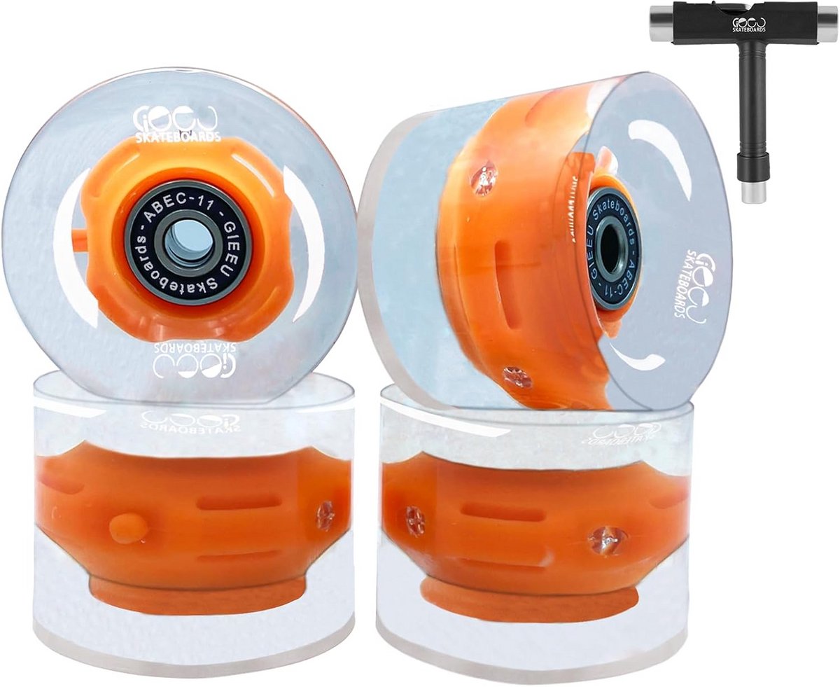 skateboard wielen longboard wielen straat skaten met lagers 60 mm oranje