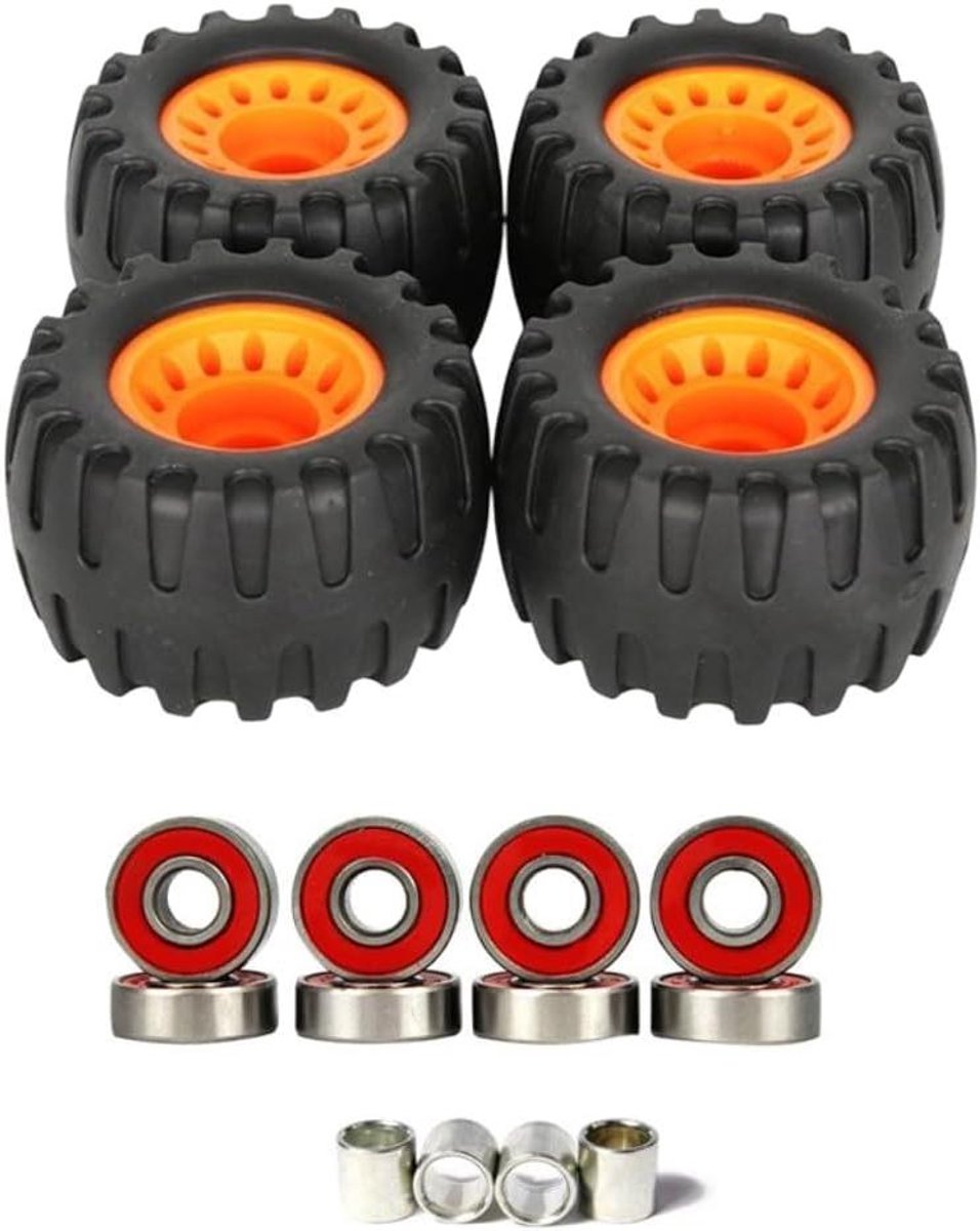 skateboard wielen off road set avontuurlijke ritten grove grip textuur 76x45mm 4 stuks rood
