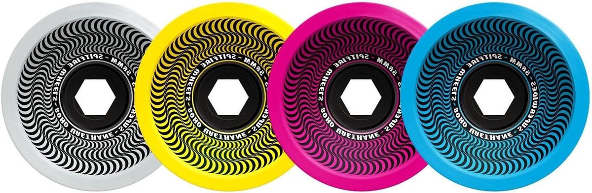 skateboard wielen onderdelen set soepel rijden extra brede vorm 58 mm cmyk