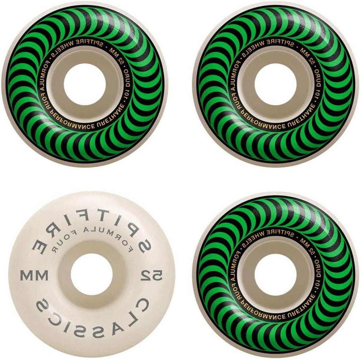 skateboard wielen onderdelen set straat skaten duurzaam urethaan 52mm 101a wit groen