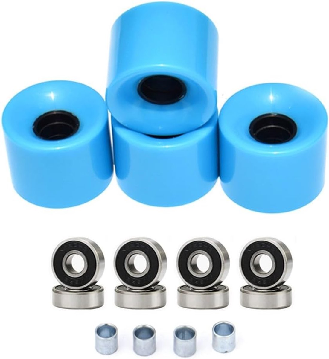 Skateboard Wielen Set - Longboard Onderdelen - Straat Skaten - ABEC-9 Lagers - 60x45mm - Blauw Skateonderdeel kopen online
