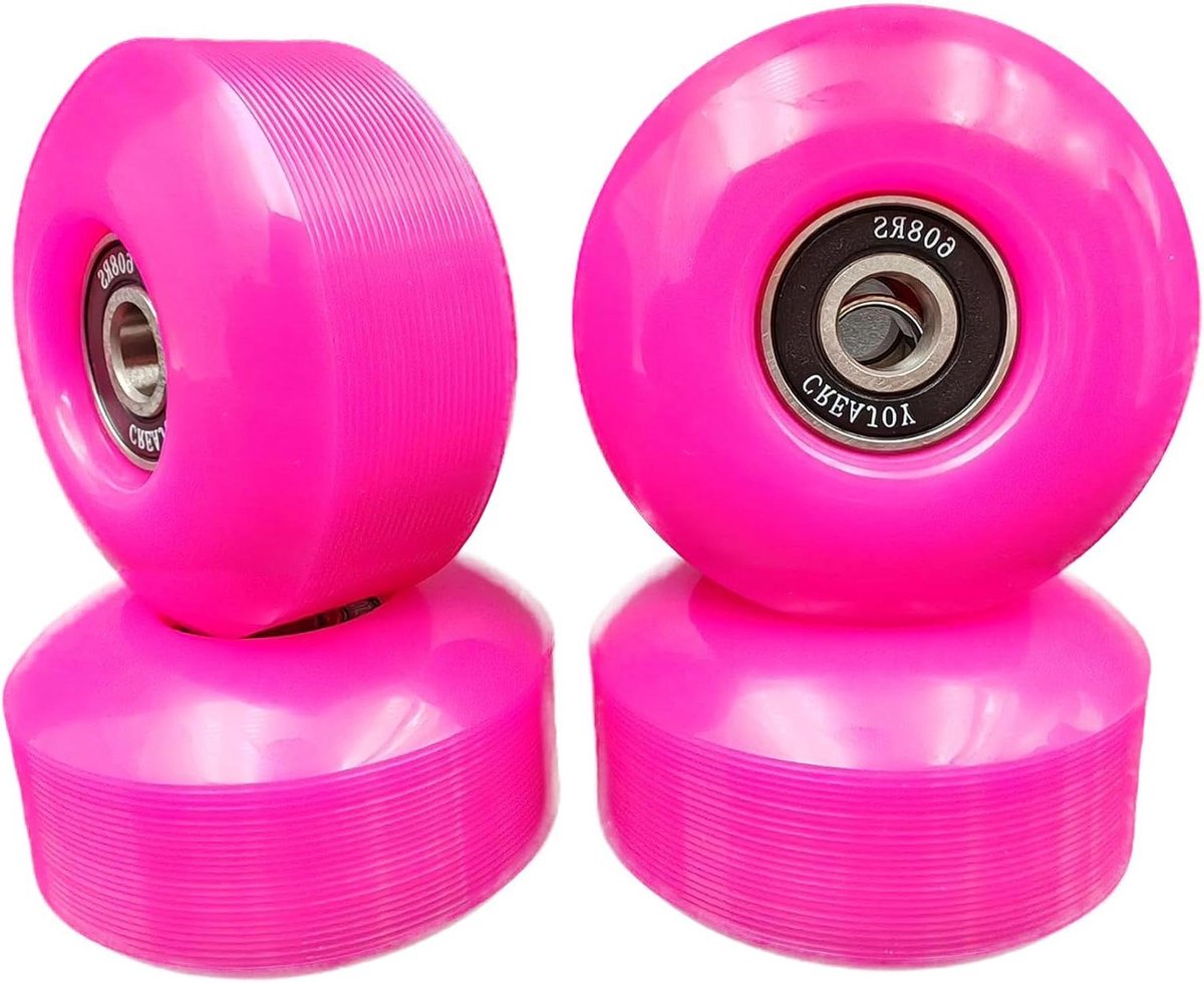 Skateboard wielen - Set van 4 - Soepel Skaten - Met Pro lagers - 52mm 95a - Roze Skateonderdeel kopen online
