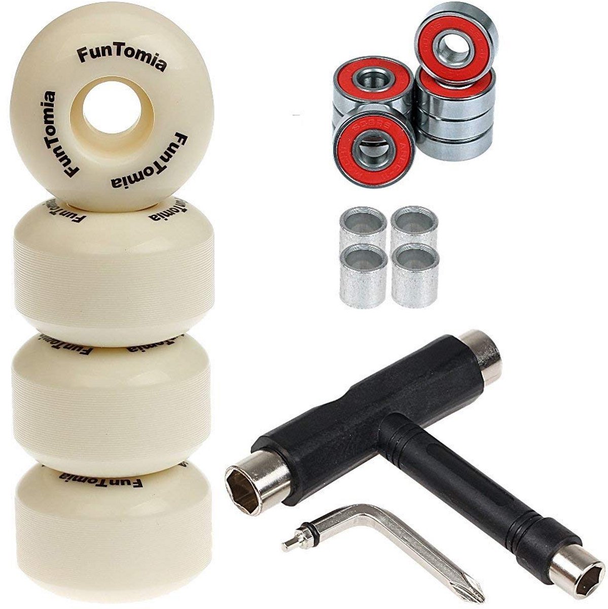 skateboard wielen set vervangende wielen skateboarden inclusief gereedschap 53 mm 100a wit