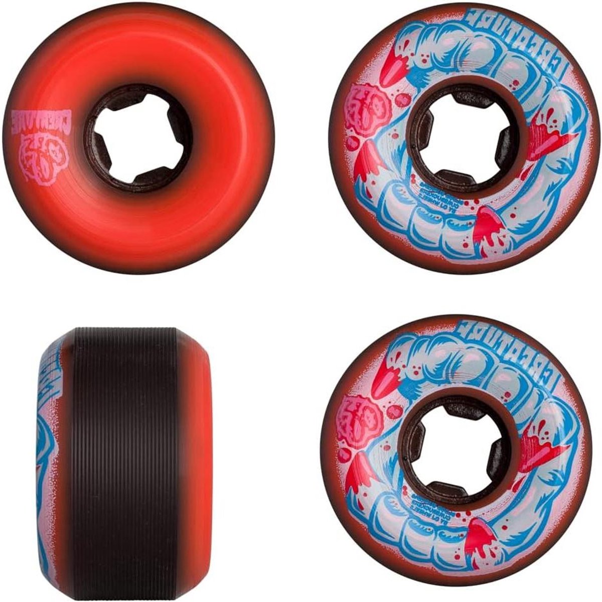 Skateboard Wielen - Set wielen - Street Skaten - Flatspot resistent urethaan - 56mm 97a - Rood Skateonderdeel kopen online