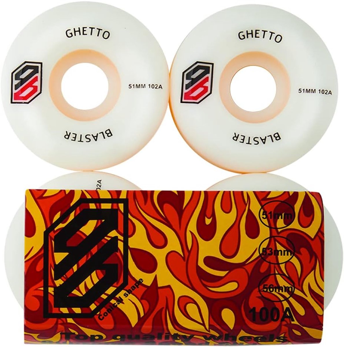 Skateboard Wielen - Wielen Set - Street Skatepark - Conisch Profiel - 51mm 102A - Wit Skateonderdeel kopen online