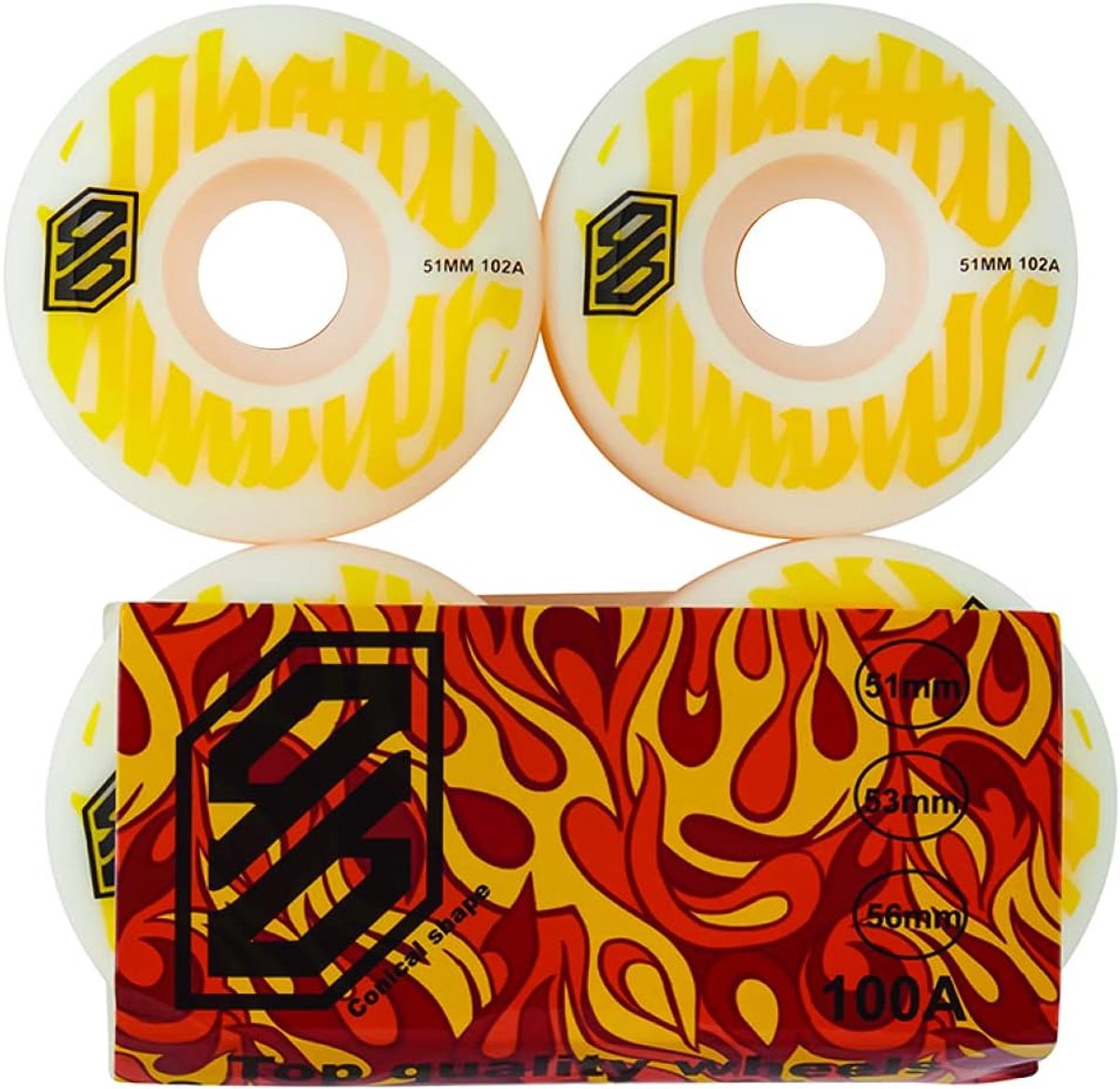 skateboard wielen wielenset straat en park conisch profiel 51mm wit