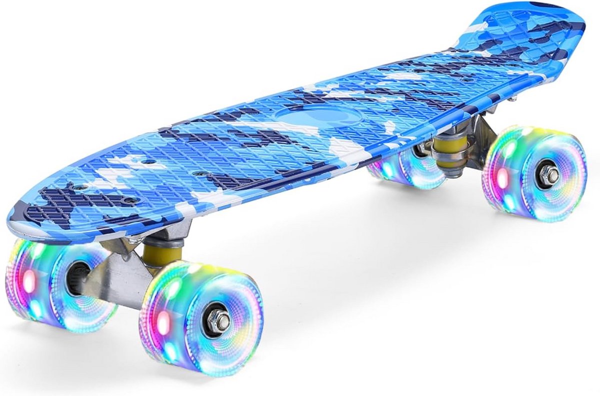 Skateboards voor Kids - Cruiser Board - Buiten Bewegen - Met LED Wielen - 22 Inch - Blauw Skateonderdeel kopen online