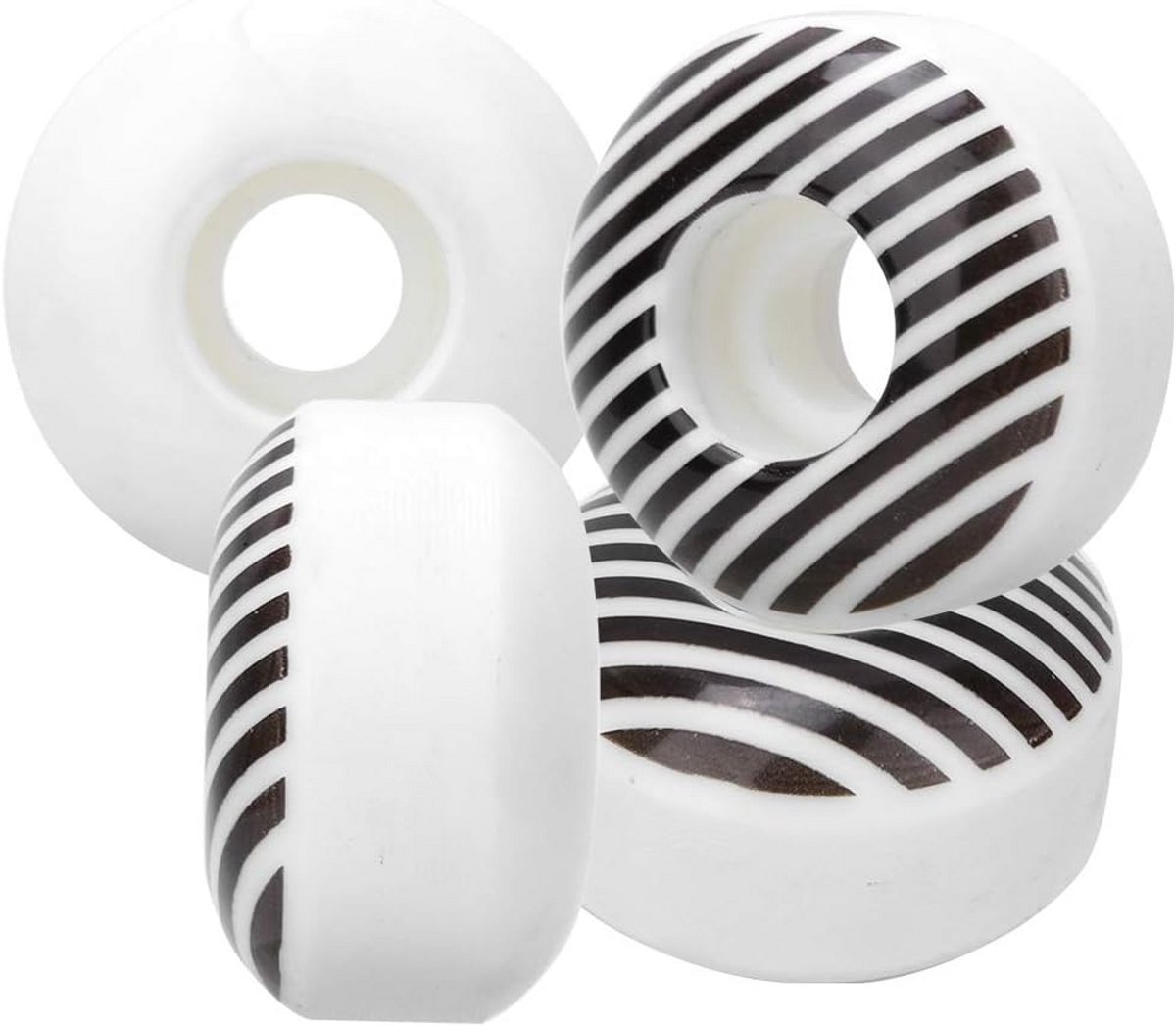 Skateboardwielen Set - Trick Wielen - Street Tricks - Hoogwaardig PU Materiaal - 52 mm 95A - Wit Streep Skateonderdeel kopen online