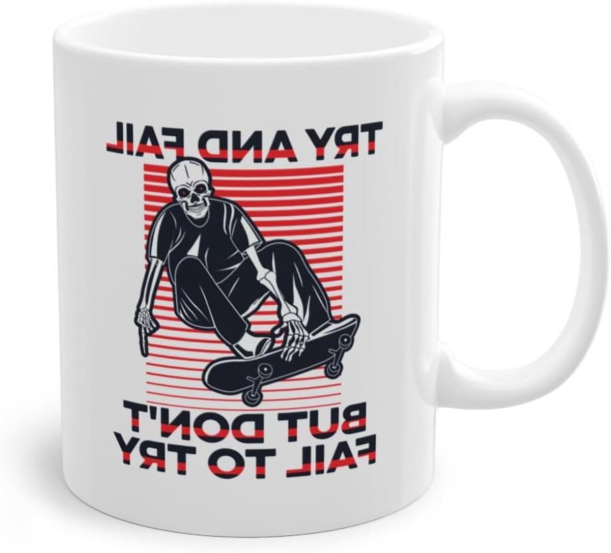 Skatepark Mok - Skater Koffiemok - Ochtendkoffie Genieten - Uniek Skater Motief - 330 ml - Wit Skateonderdeel kopen online