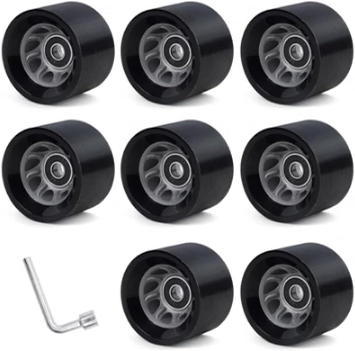 Skeelerwielen - Rolschaatswielen Vervangend - Soepel Skaten - Duurzaam PU Materiaal - 8 stuks 58mm - Grijs Skateonderdeel kopen online