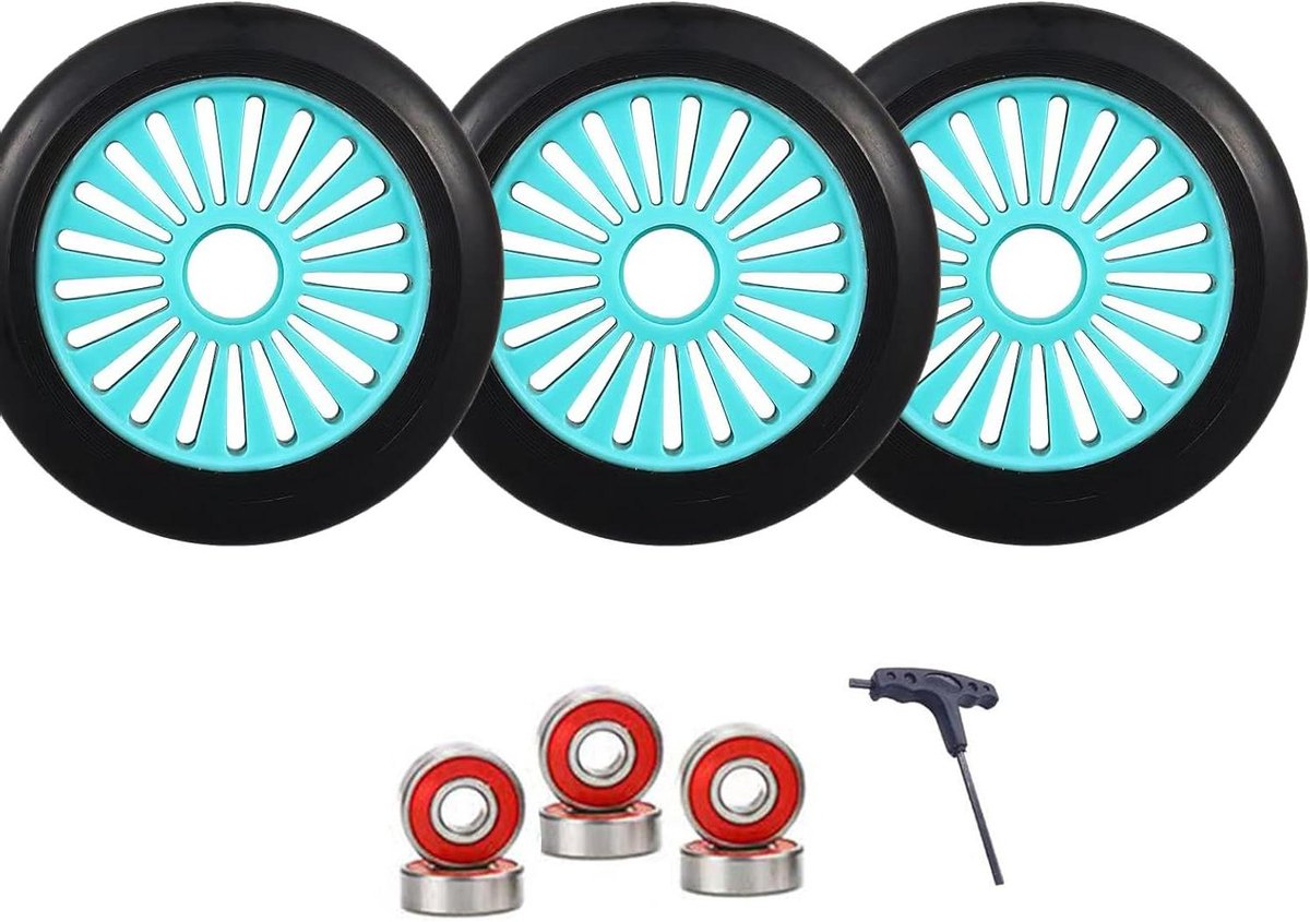 skeelerwielen set scooter wielen soepel rijden hoge kwaliteit pu 125 mm blauw