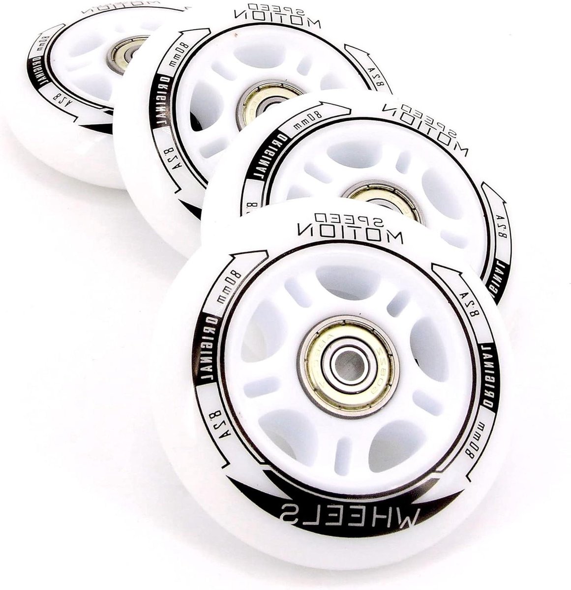 Skeelerwielen Set - Vervangende Rollen - Snel Skaten - Volledig Gemonteerd - 80 mm 82A - Wit Skateonderdeel kopen online
