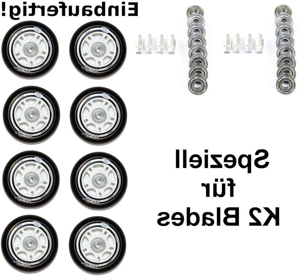 Skeelerwielen Set - Vervangende Wielen - Snel Skaten - Voorgemonteerd ABEC 7 - 84 mm 84a - Zwart Skateonderdeel kopen online