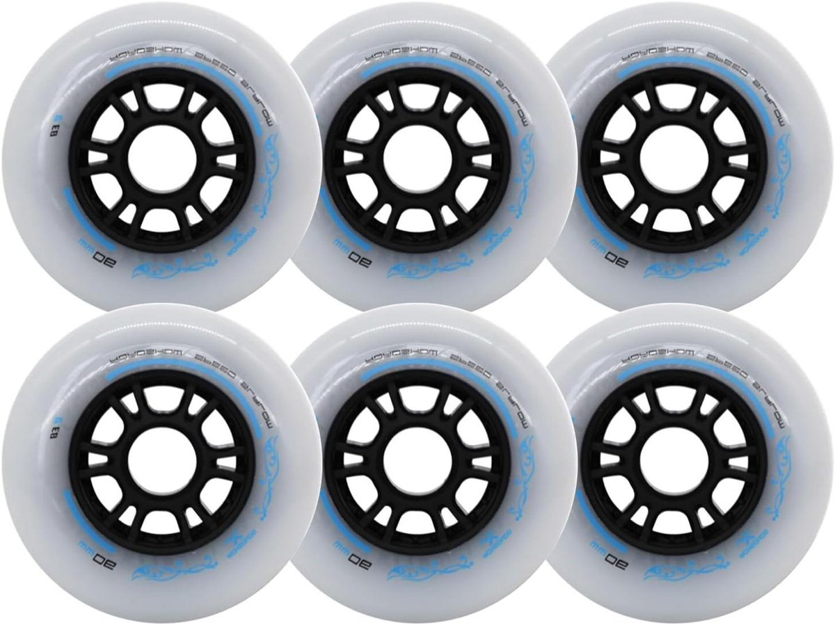 Skeelerwielen Vervangend - Rolschaatsen Wielen - Soepel Skaten - Duurzaam PU Materiaal - 6 Pack 80mm - Zwart Skateonderdeel kopen online