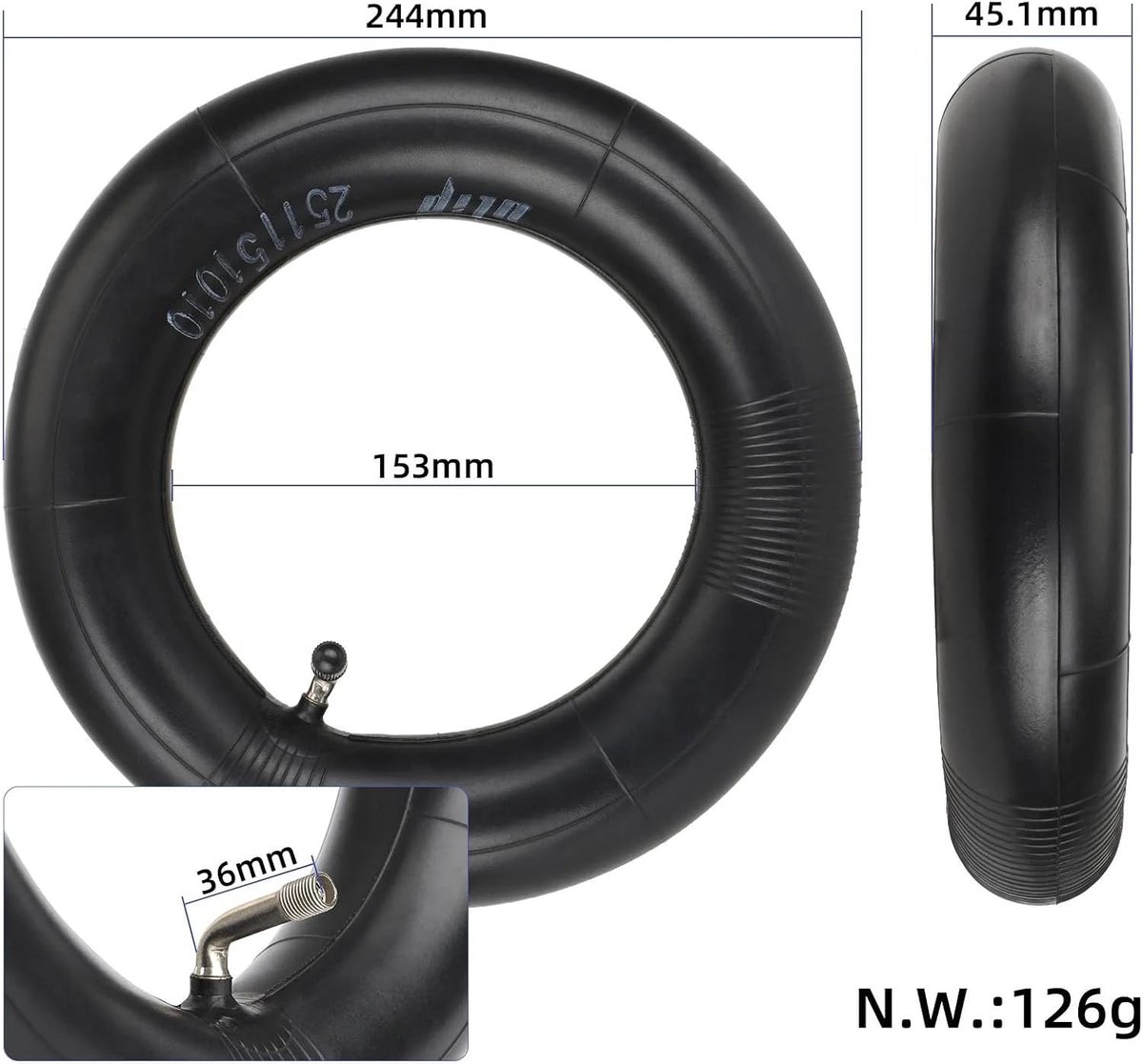 SnelShoppen - 10 x 2,75-6,5 Versterkte Slang voor Elektrische Step, Binnenband met 90-Graden Ventiel, Voor 10 Inch Banden, Off-Road en Slick, E-Step A Buitenspeelvoertuigaccessoire kopen online