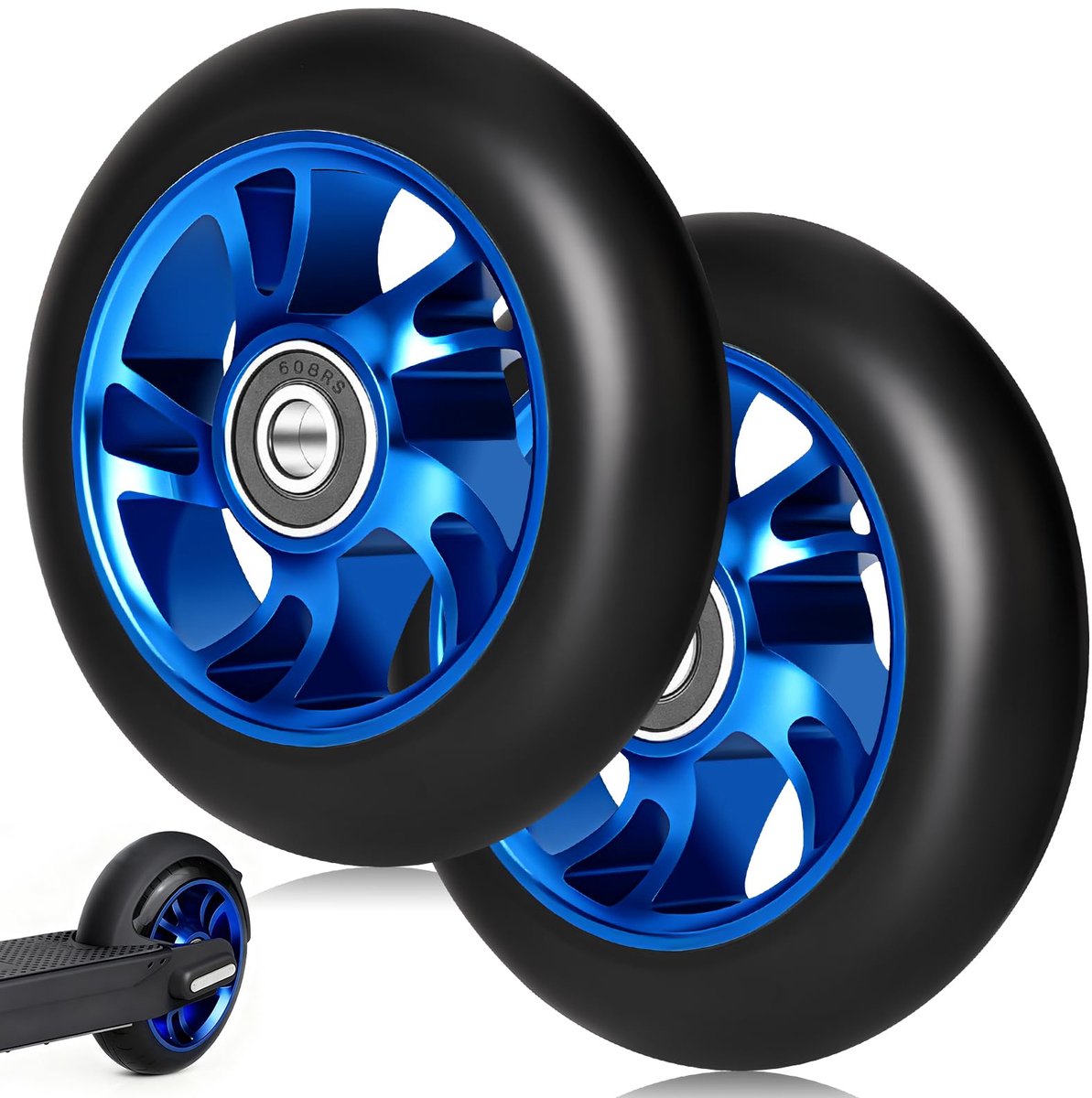 snelshoppen 100mm stuntstepwielen 2 pack vervangende scooterwielen met abec 9 lagers hardheid 88a geschikt voor kicksteps en stuntsteps idea