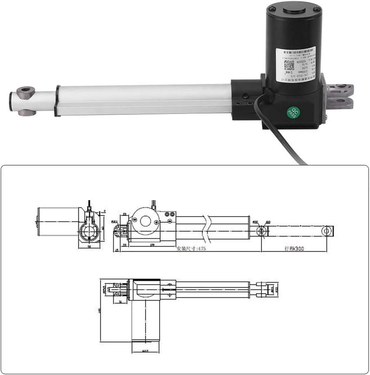 snelshoppen 12v dc kleine elektrische lineaire actuator motor 100 500mm slag 6000n max voor zware industrie medisch auto elektrische toepassingen