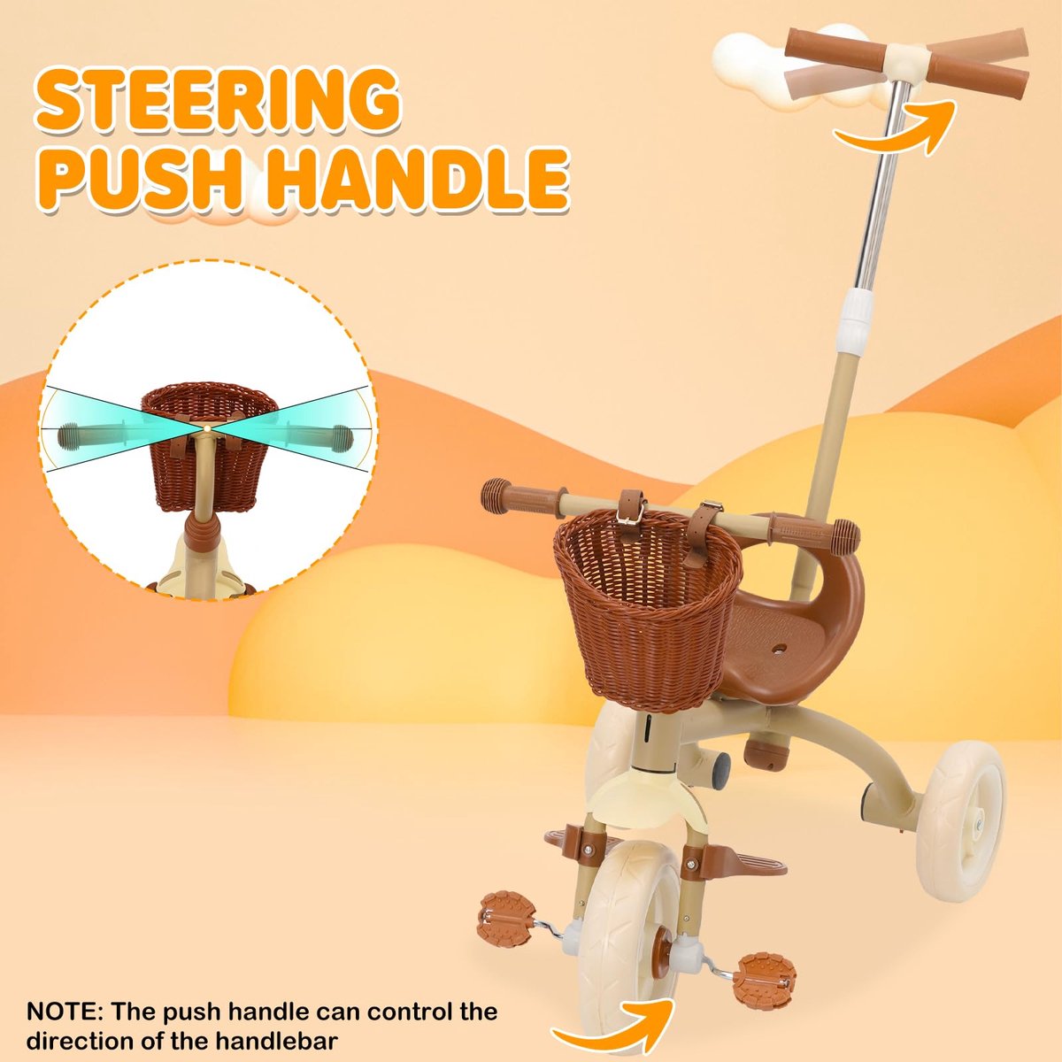 snelshoppen 2 in 1 driewieler kinderfiets met duwstang verstelbare zitting afneembare pedalen geschikt voor kinderen van 1 tot 3 jaar loopfiets