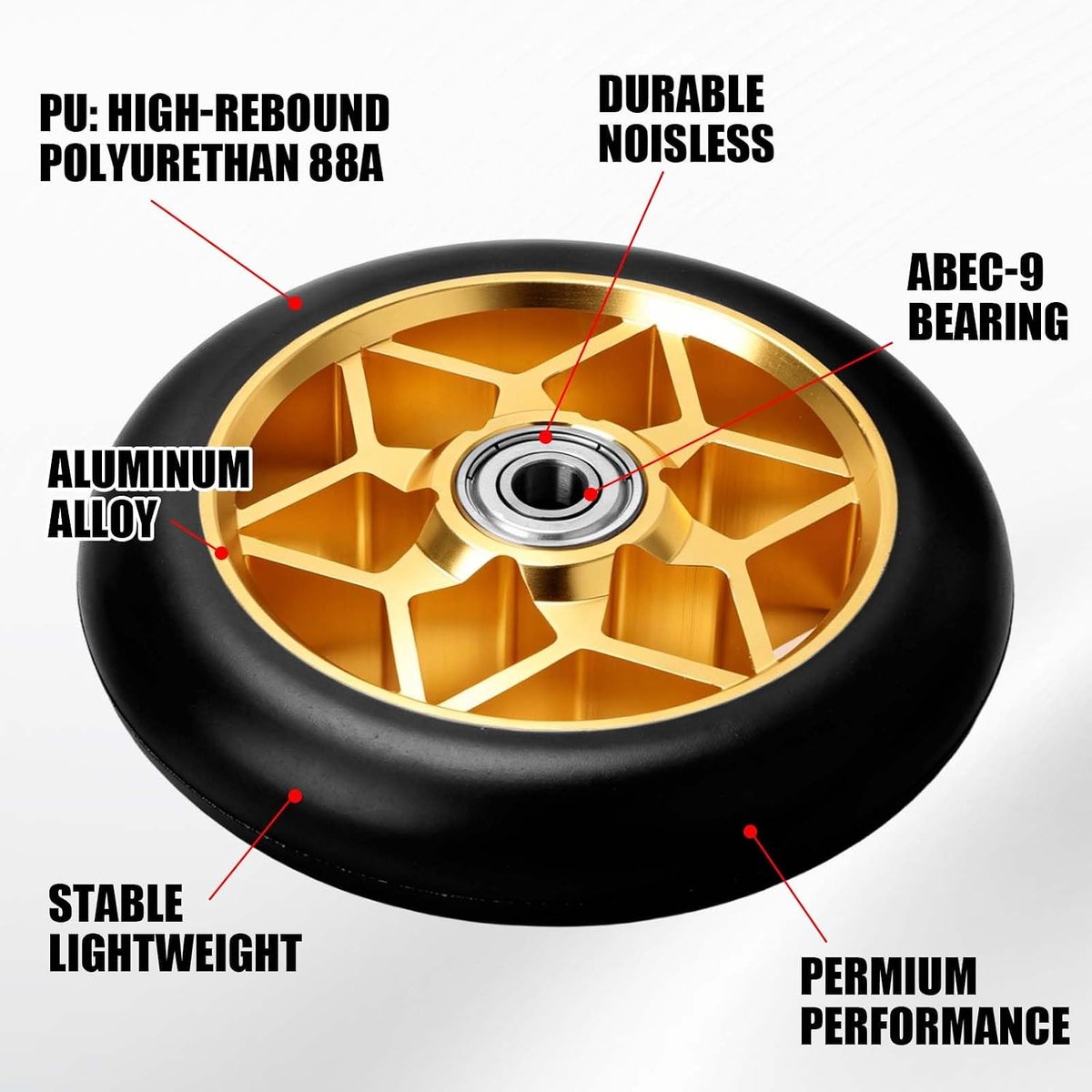 SnelShoppen - 2 Stuks 110 mm Stuntstep-Wielen met ABEC-9 Kogellagers, 88A Aluminium Scooterbanden, Stille Reservewielen voor Scooter, Geschikt voor Ki Step kopen online
