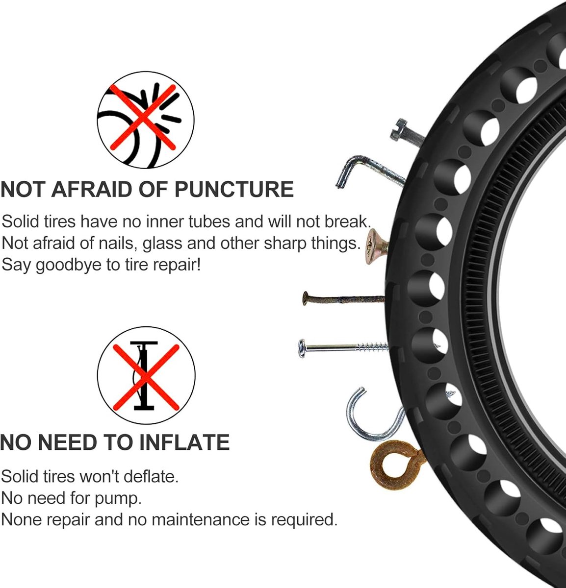 SnelShoppen - 2 Stuks 8.5 Inch Vol Rubber Tyres voor E-Scooter, Vervangingsbanden voor Xiaomi M365, Pro, 1S, 3, 3 Lite, Essential - Zwart, Geen Gereed Buitenspeelvoertuigaccessoire kopen online