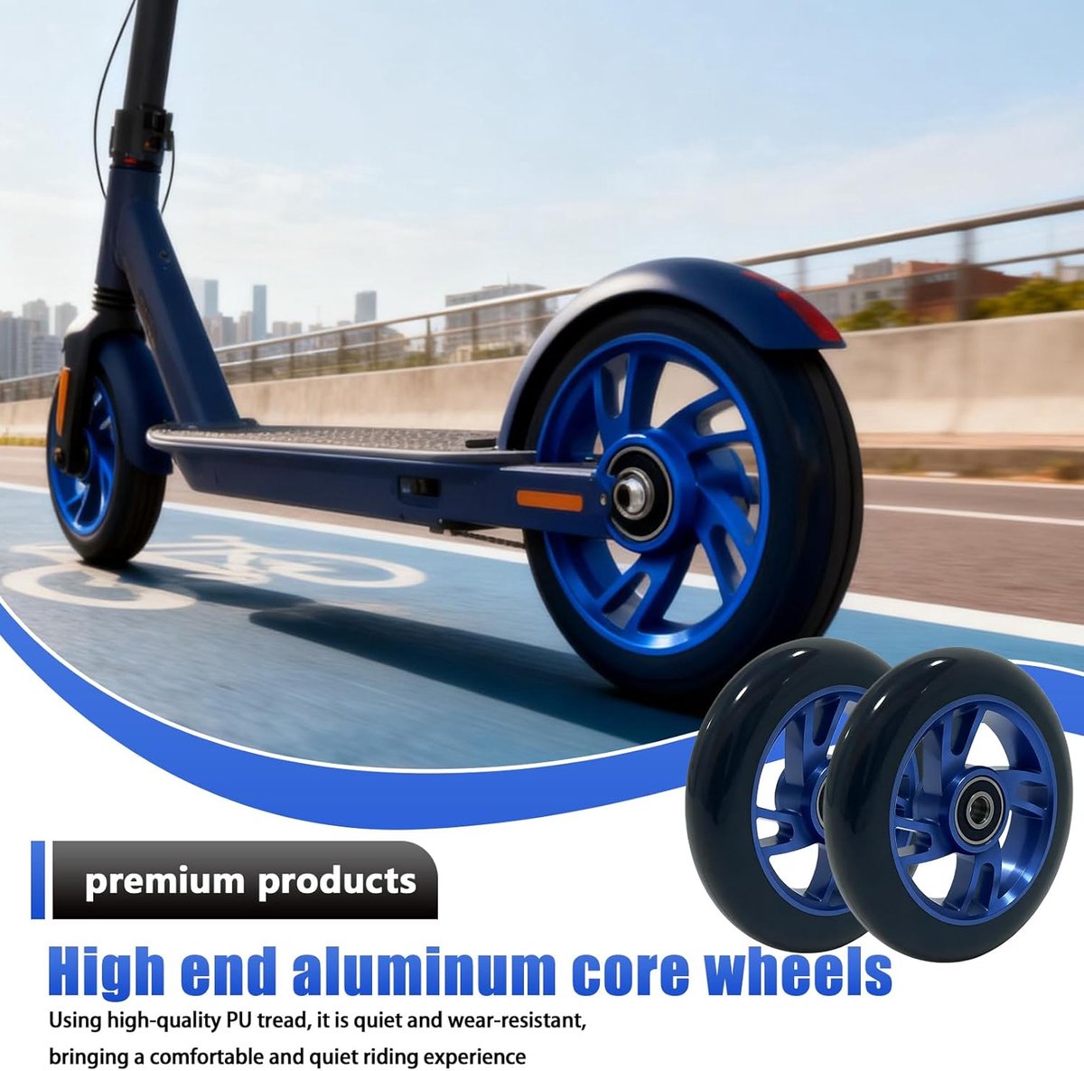 SnelShoppen - 2 Stuks Scooter Vervangwielen 100 x 24 mm Stunt Scooter Wielen met ABEC-11 Aluminium Lagers, Stille Scooter Banden, Compatibel met Meest Step kopen online