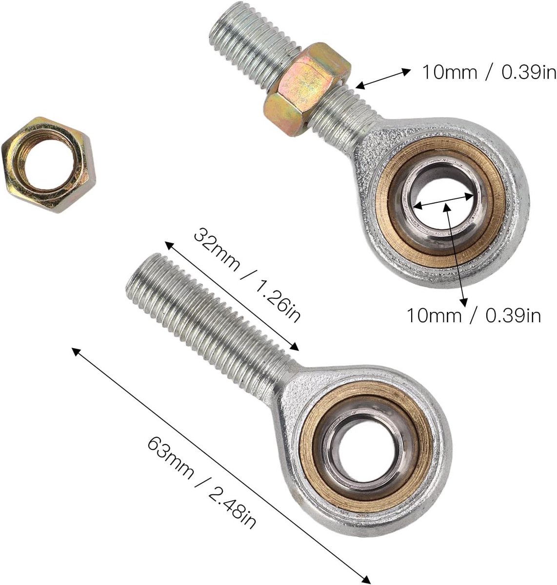 snelshoppen 2 stuks stuurstang baljoint stuurstang eindkogel m10 vervanging voor gemodificeerd atv vierwiel quad go kart