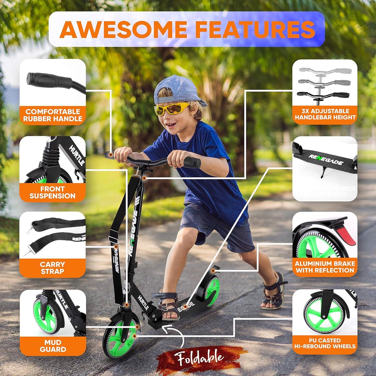 SnelShoppen - 2-Wiel Kinderstep Tieners Volwassenen - Verstelbaar T-Stuur - Aluminium Antislip Deck - Draagbare Opvouwbare Scooter met Draagriem - Voo Step kopen online