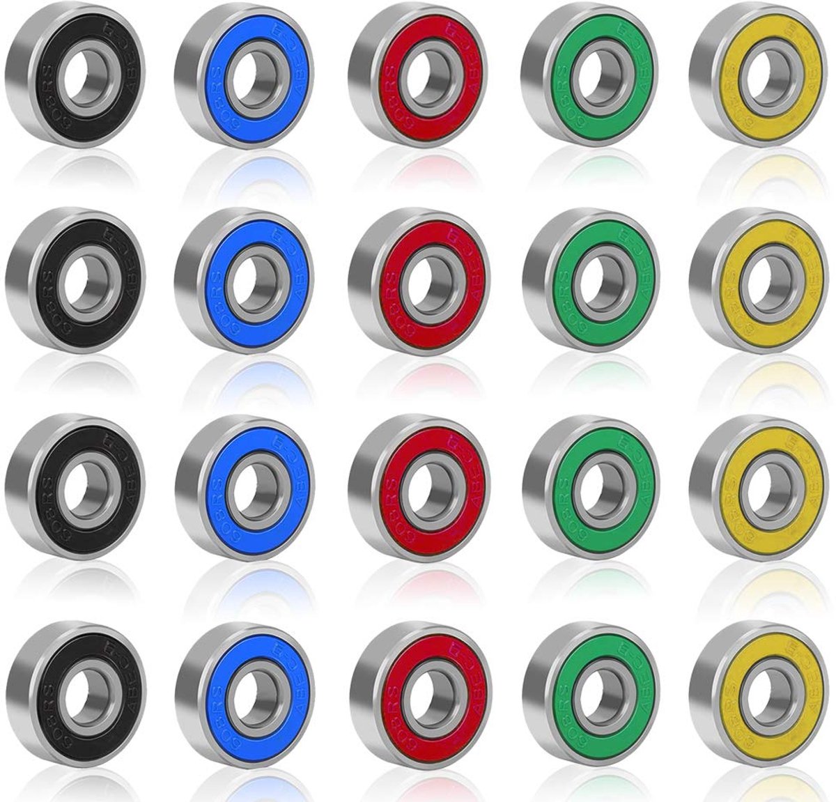 snelshoppen 20 stuks skateboardlagers abec 9 608 2rs miniatuur kogellagers voor lange skateboards en vierwielige skates vervangende lagers in rood