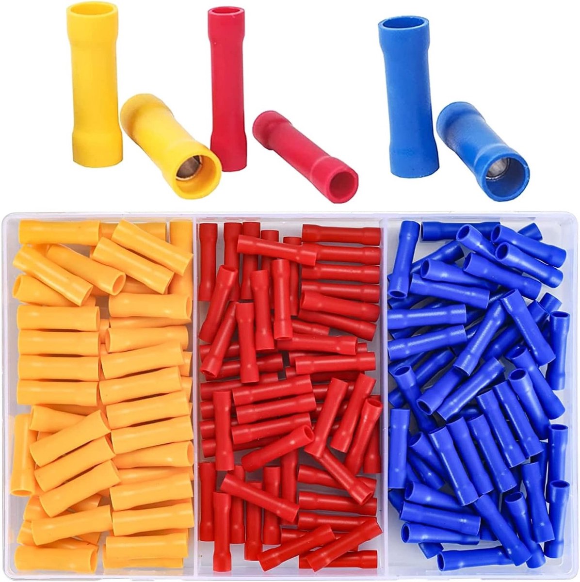 SnelShoppen - 200pcs Elektrische Verbinders, Crimp Sleeves, Isolerende Elektrische Lugs, Rechte Crimp Terminals, Auto Kabel Crimp Connectors - Rood, G Kabelschoentjes kopen online