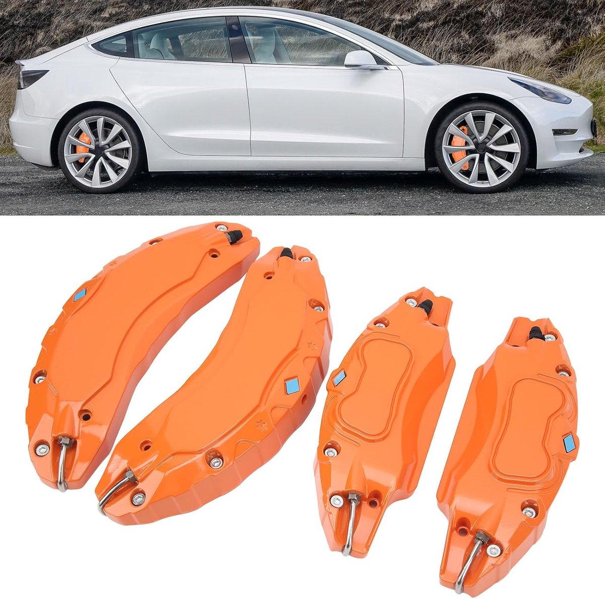 snelshoppen 4 stuks 18in 19in wiel hub remklauw covers aluminium disc remklauw beschermhoes voor 2023 kleurontwerp oranje