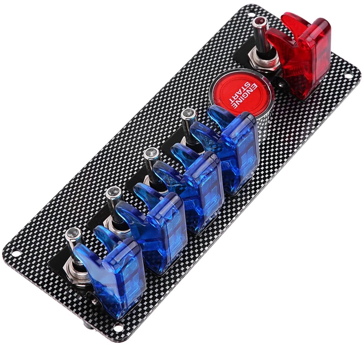 snelshoppen 6 in 1 racing auto startknop paneel met 4 led schakelaars en 1 ontstekingsschakelaar 12v ideaal voor auto s racewagens en meer