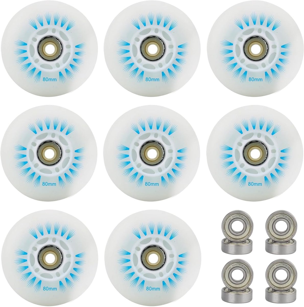 SnelShoppen - 8 Stuks Inline Skate Wielen 80 mm Vervangende Wielen voor Rolschaatsen, Skateboards en Scooters - Blauw - Duurzaam en Sterk voor Actieve Skateonderdeel kopen online